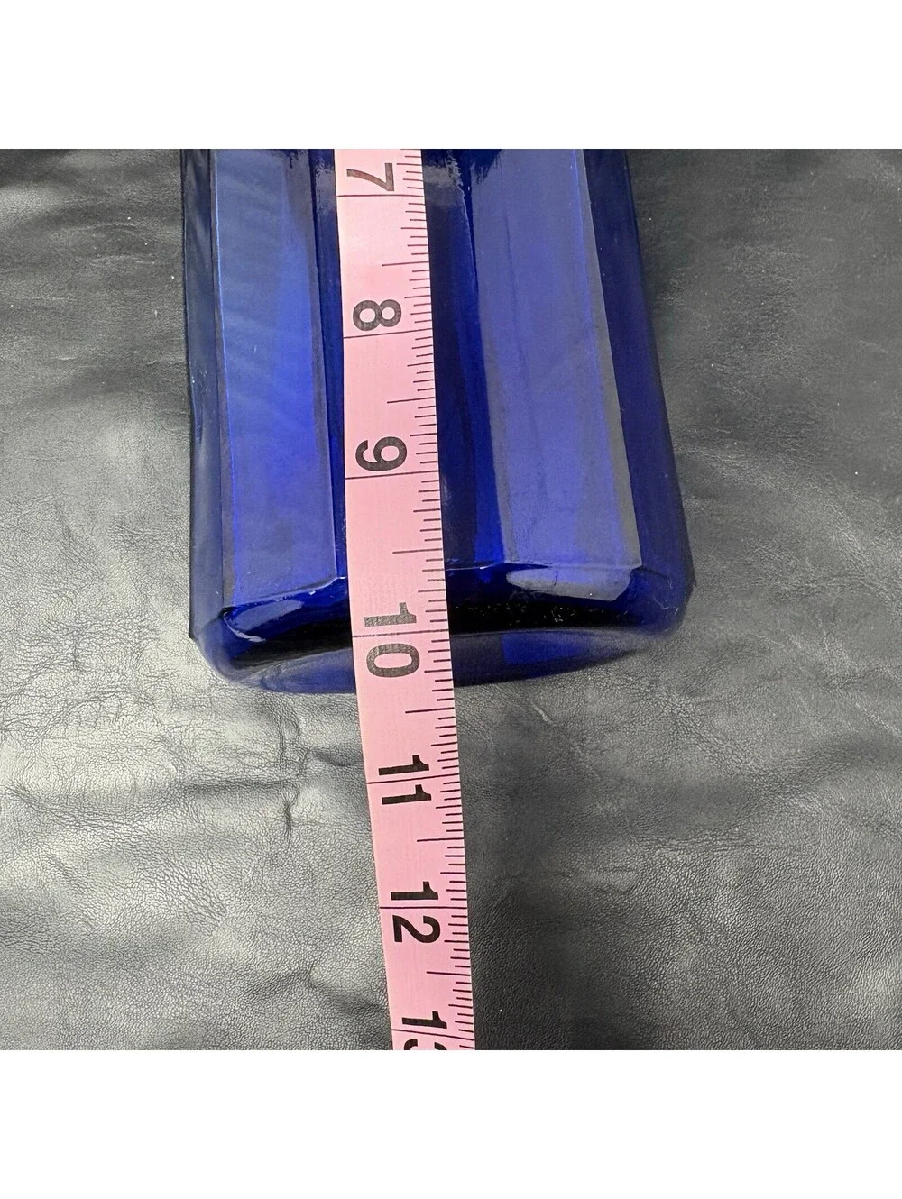 Cobalt Blue Jar Glass Storage Holder With Attached Wire Locking Lid 10” Tall